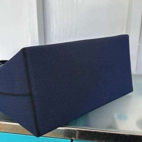 Rothy’s Bag Large Elegant Navy Blue Canvas Tote Bag with Scarf Accent - Picture 8 of 15